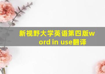 新视野大学英语第四版word in use翻译